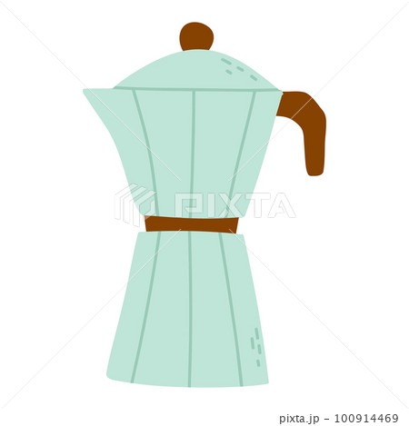 Coffee pot in flat style. Vector illustration. Isolated coffee maker in hand drawn style. Coffee pot in flat style. Vector illustration. Isolated coffee maker in hand drawn style. 100914469