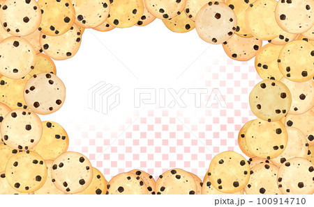 チョコチップクッキーいっぱい楕円フレーム スクエアドット背景 イラスト素材 色違い・差分有 チョコチップクッキーいっぱい楕円フレーム スクエアドット背景 イラスト素材 色違い・差分有 100914710