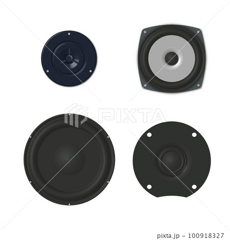 Photorealistic music speaker front view, vector illustration. Photorealistic music speaker front view, vector illustration. 100918327