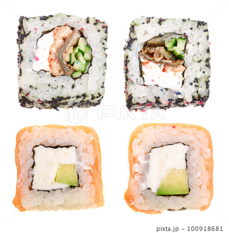 sushi roll isolated on white background without a shadow 100918681