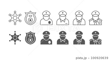 Police patrol. Safety guard icons. Road traffic...のイラスト素材 [100920639 ...