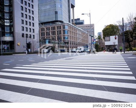 【日本】東京、日比谷公園前の長い横断歩道とオフィス街 【日本】東京、日比谷公園前の長い横断歩道とオフィス街 100921042