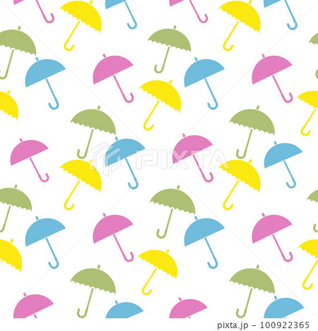 Seamless pattern with colored umbrellas and rain drops. Vector illustration 100922365