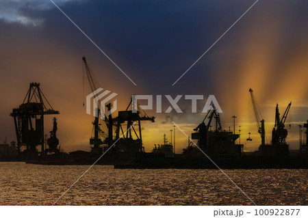 Port and industrial zone in Taranto, Apulia, Italy Port and industrial zone in Taranto, Apulia, Italy 100922877