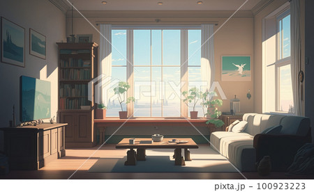 Anime-style house in nature landscape [AI Generated] Stock Illustration |  Adobe Stock