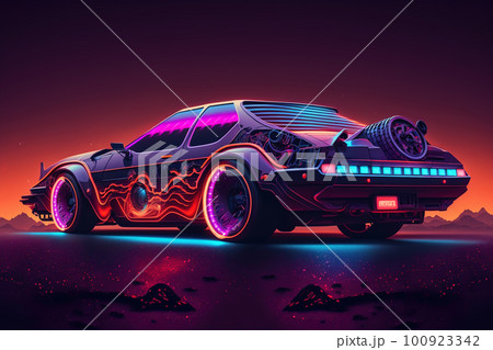 Futuristic Sports Car Drifting in the Neon Street Stock Illustration -  Illustration of wallpaper, design: 271217121