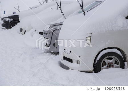 雪に埋もれた車 100923548