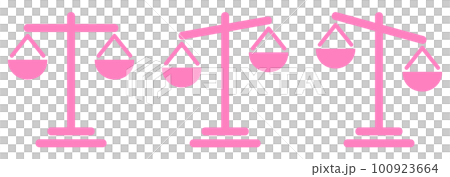 重さを比べるシンプルな天秤のイラスト 重さを比べるシンプルな天秤のイラスト 100923664