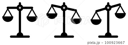 重さを比べるシンプルな天秤のイラスト 100923667
