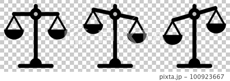 重さを比べるシンプルな天秤のイラスト 100923667