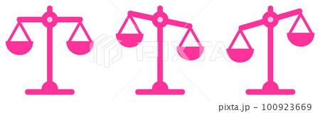 重さを比べるシンプルな天秤のイラスト 100923669
