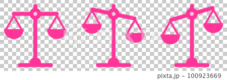 重さを比べるシンプルな天秤のイラスト 100923669