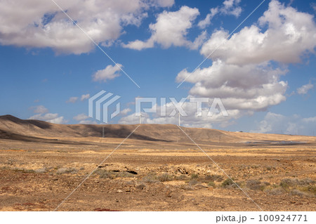 Country with wind turbines, Fuerteventura 100924771