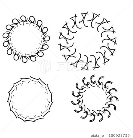 Set of frames, circles, simple pattern, illustration. Design elements. Set of frames, circles, simple pattern, illustration. Design elements. 100925739