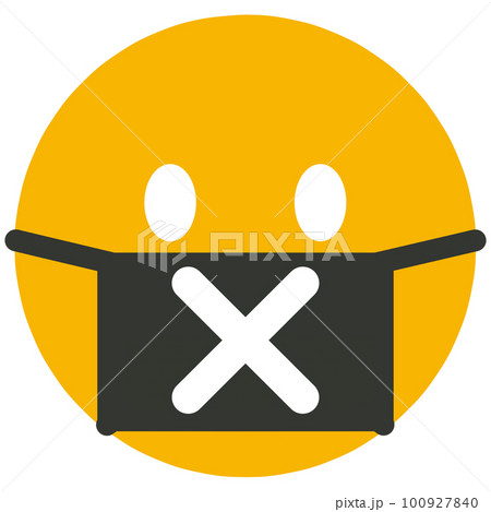 シンプルな顔の表情アイコンにマスク_言論の自由 100927840