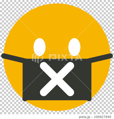 シンプルな顔の表情アイコンにマスク_言論の自由 100927840