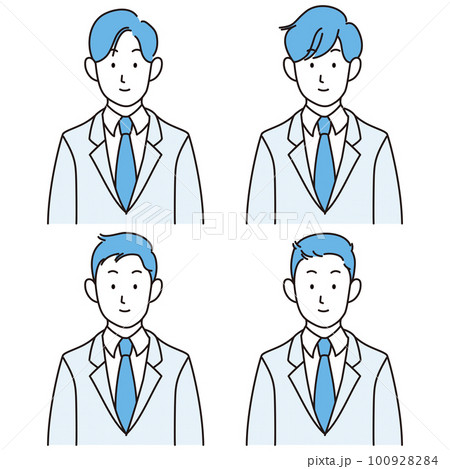 スーツを着た男性の上半身イラストセット 100928284