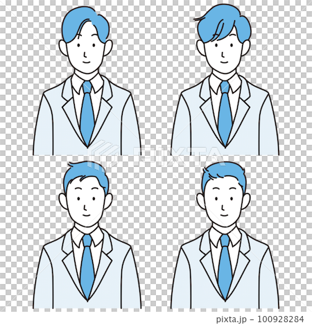 Upper body illustration set of a man wearing a suit Upper body illustration set of a man wearing a suit 100928284