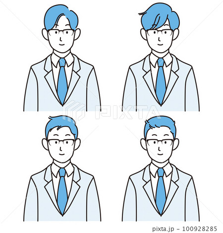 スーツを着た男性の上半身イラストセット スーツを着た男性の上半身イラストセット 100928285