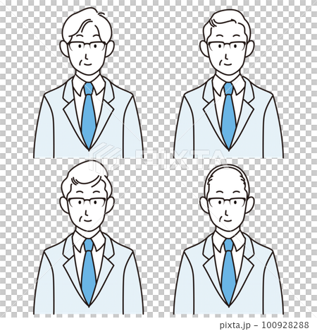 スーツを着た男性の上半身イラストセット スーツを着た男性の上半身イラストセット 100928288
