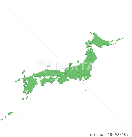 ベクター素材／日本列島バードビュー　県境表示　拡大　[北方四島あり] 100928507
