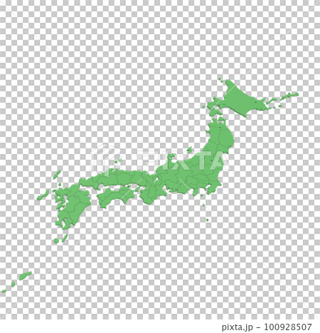 ベクター素材／日本列島バードビュー　県境表示　拡大　[北方四島あり] 100928507