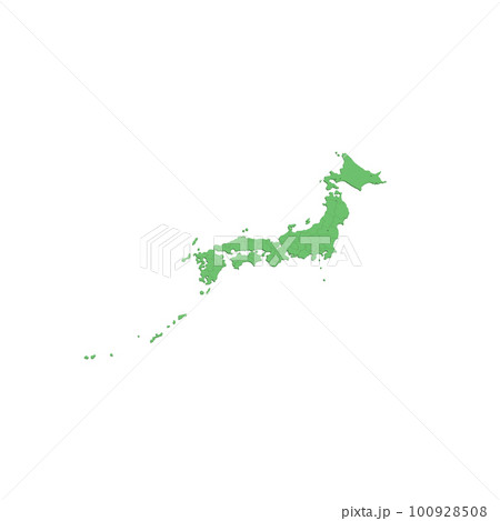 ベクター素材／日本列島バードビュー　県境表示　広域　[北方四島なし] 100928508