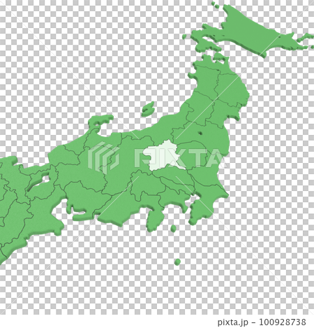Vector material / Bird view of the Japanese archipelago Prefectural border display [Gunma Prefecture] 100928738