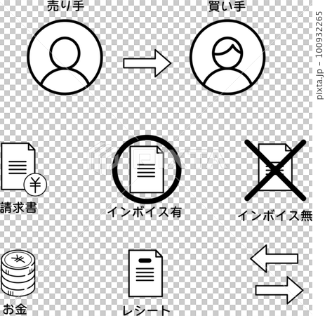 發票系統黑白圖標集 100932265