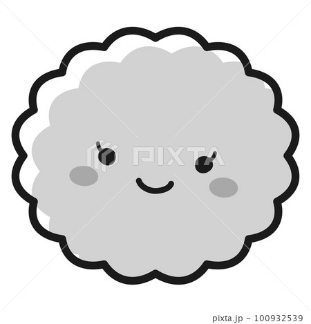 女性ホルモンなどイメージ　ふわふわした形の丸いキャラクター（白黒） 100932539