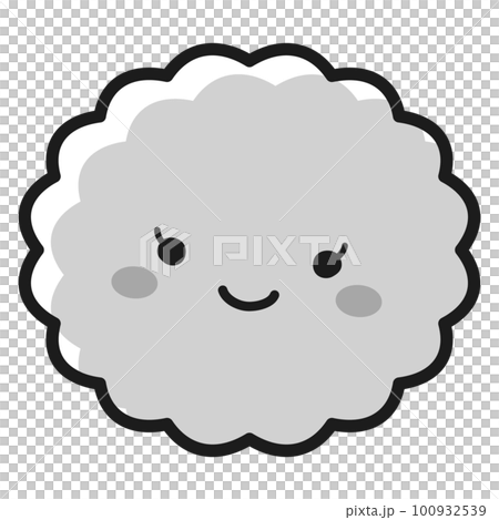 女性ホルモンなどイメージ　ふわふわした形の丸いキャラクター（白黒） 100932539