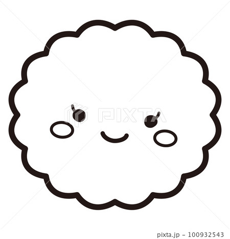 女性ホルモンなどイメージ　ふわふわした形の丸いキャラクター（白黒） 100932543