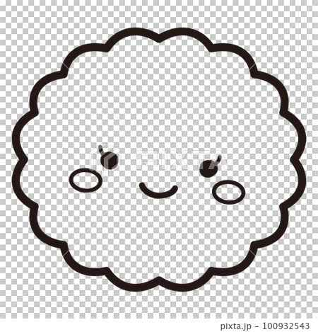 女性ホルモンなどイメージ　ふわふわした形の丸いキャラクター（白黒） 100932543