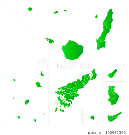 鹿児島県の離島と市町村地図 鹿児島県の離島と市町村地図 100932566