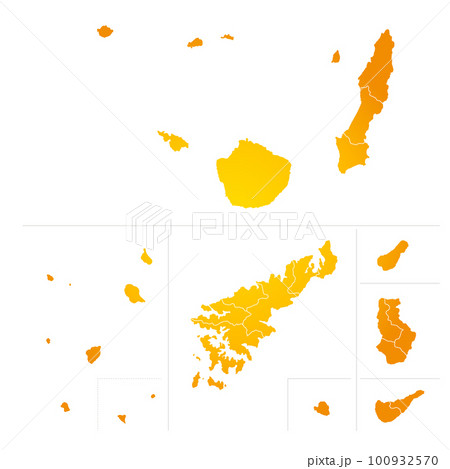 鹿児島県の離島と市町村地図 鹿児島県の離島と市町村地図 100932570