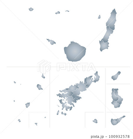 鹿児島県の離島と市町村地図 100932578
