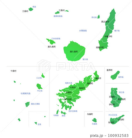 鹿児島県の離島と市町村地図