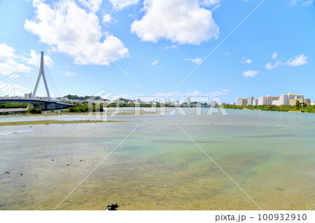 とよみ大橋、新那覇大橋／漫湖、古波蔵方面を望む(沖縄県那覇市)【2023.2】 100932910