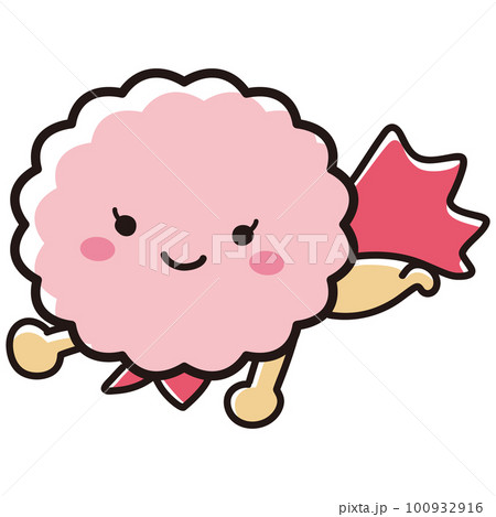 女性ホルモンなどイメージ　ふわふわした形の丸いヒーローキャラクター 100932916