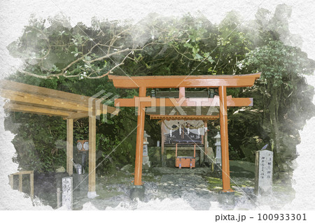 水彩画風　新宮　神倉神社　猿田彦神社　和歌山県新宮市 100933301