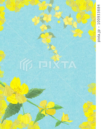 春のふもとに咲く山吹イラスト 100933684