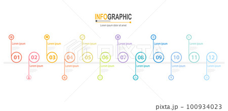 Infographic 12 steps Timeline in 1 year template business data illustration 100934023