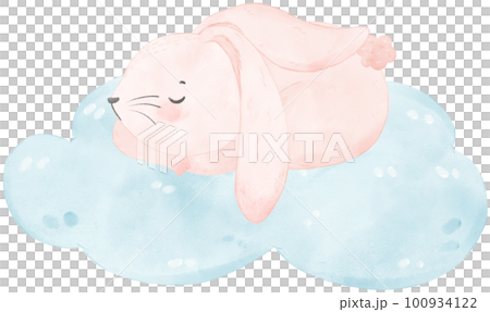 Adorable whimsical happy sweet baby pink bunny... - Stock Illustration ...
