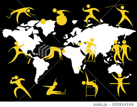 障がい者の陸上競技のアイコンセットです。 障がい者の陸上競技のアイコンセットです。 100934184