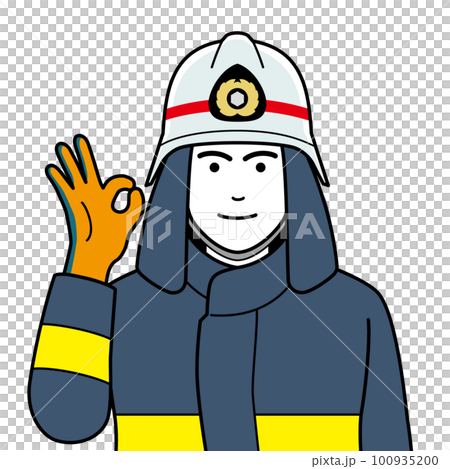 Firefighter giving an OK sign 100935200
