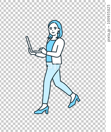 Vector illustration material of a business woman with a personal computer. Vector illustration material of a business woman with a personal computer. 100935825
