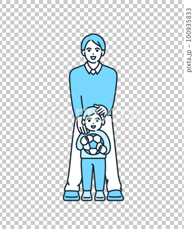 父親和兒子微笑。好朋友和父母的插圖素材。 100935833