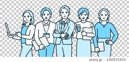 Sales, engineers, designers, back office. Various people working in a company. Vector illustration material. 100935854