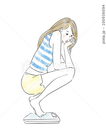 体重が気になるかわいい女性 100936094