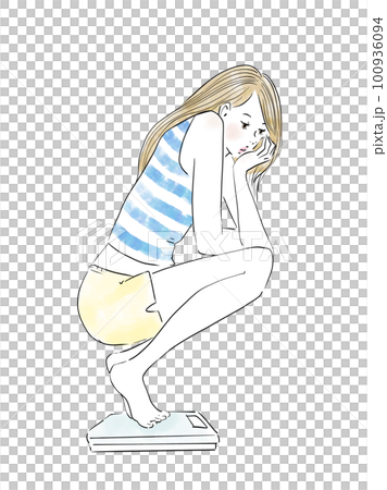体重が気になるかわいい女性 100936094